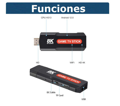 🔥 GameTVStick PRO 8K – Tu consola retro y centro multimedia en un dispositivo!